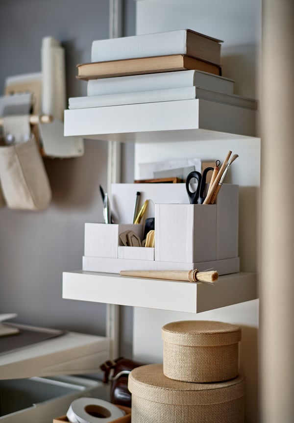 Performance-conscious LACK wall-mounted shelf in white offers efficient storage, suits small spaces, with a clean, minimalist design.