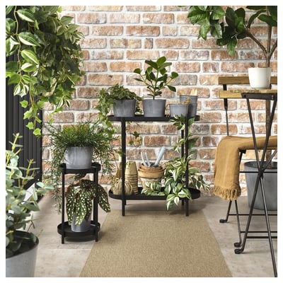 LÄTTBETONG, beige-brown rectangular rug, flatwoven, indoor/outdoor, soft texture.