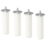 Four ikea LÄTTHET adjustable feet with metallic tops and screws.