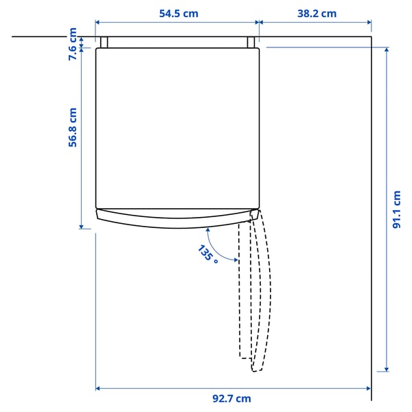 Illustration with measurements for the product: LAGAN.