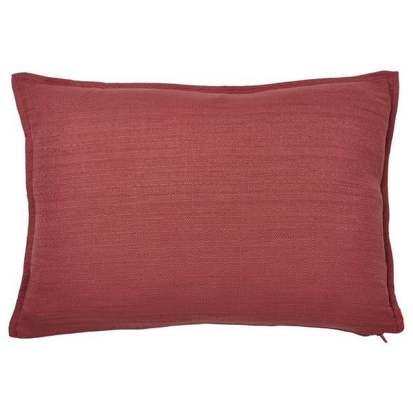 Red pillow with zip and recycled polyester.