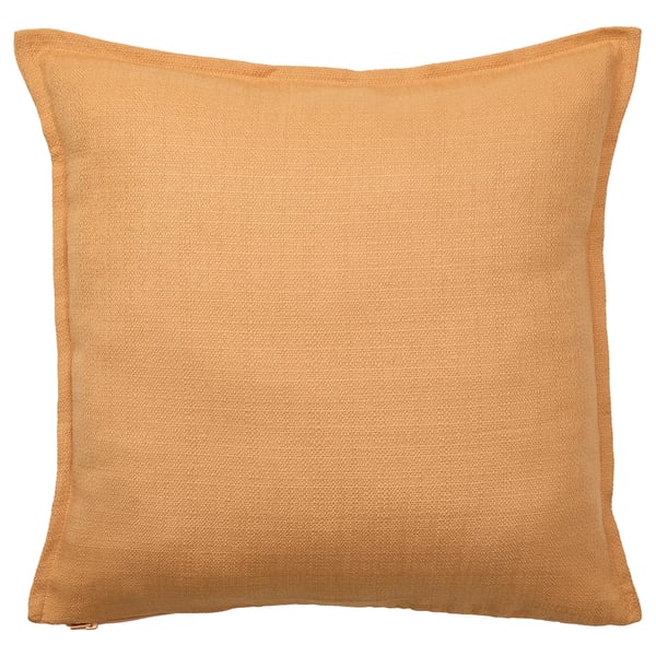 LAGERPOPPEL yellow-beige cushion cover, square, textured, zip closure.