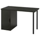 LAGKAPTEN black rectangular desk with metal legs & storage