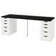 IKEAs LAGKAPTEN desk: black top, white drawers, metal legs, rectangular, minimalist.
