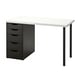 Black and white modern desk with four storage drawers.