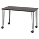 LAGKAPTEN: modern desk, black, rectangular top, hairpin legs, adjustable castors.