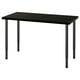 LAGKAPTEN desk: rectangular black top with adjustable metal legs.
