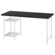 LAGKAPTEN desk: black top, white metal legs, 2 shelves, minimalist.