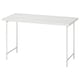 LAGKAPTEN table, white with colourful grid pattern, rectangular, metal legs, adjustable feet.