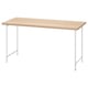 LAGKAPTEN desk, light brown top, white metal legs, rectangular shape, modern design.