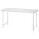 LAGKAPTEN: modern white desk, rectangular, metal legs, minimalist design.