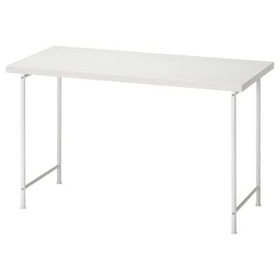 IKEA LAGKAPTEN white desk, rectangular, metal legs.