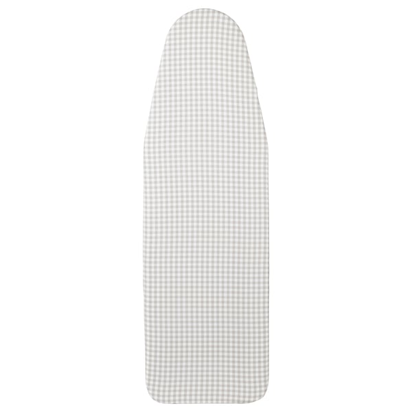 LAGT ironing board cover, grey chequered, cotton and polyester, rectangular with rounded top.