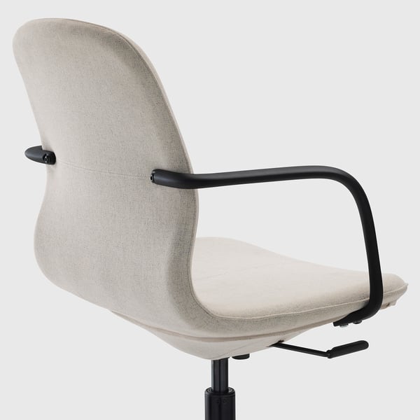 A LÅNGFJÄLL office chair with adjustable black armrests and back support.