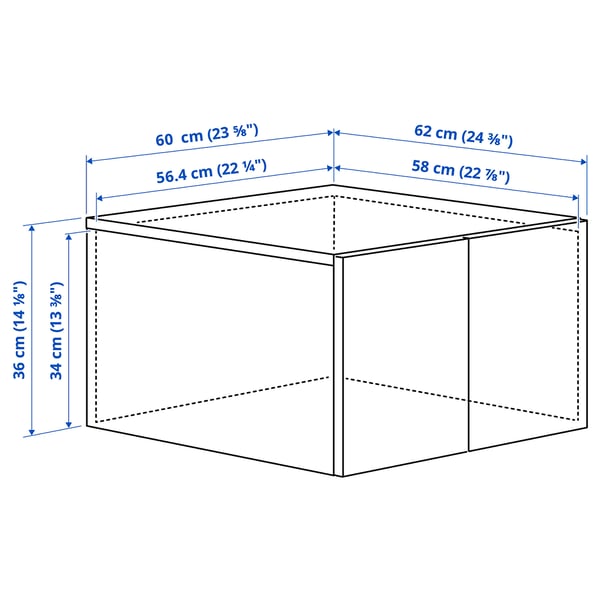 LASTARE Height extension unit with doors, white, 60x62x36 cm