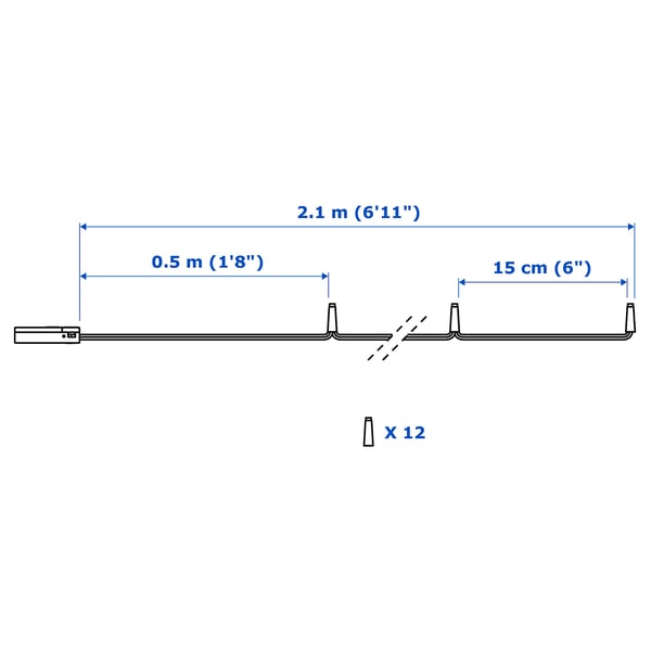 Illustration with measurements for the product: LEDFYR.