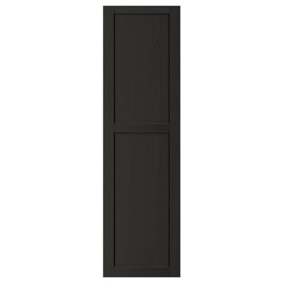 A black LERHYTTAN kitchen cabinet door with a traditional design, featuring a solid wood frame and an inset veneer panel.