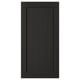 LERHYTTAN black kitchen door with wooden frame and bevelled edges.