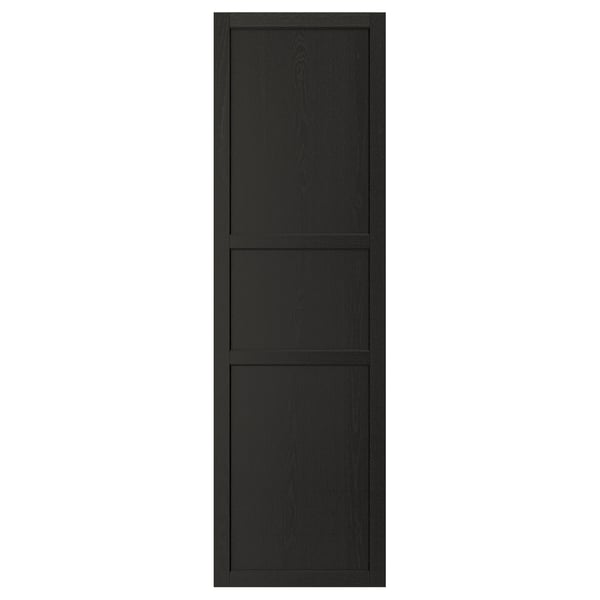A LERHYTTAN black kitchen cabinet door with a traditional solid wood frame and bevelled edges.