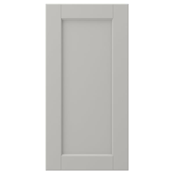 A light grey LERHYTTAN kitchen cabinet door with a solid wood frame and bevelled edges.