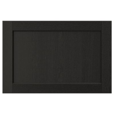 LERHYTTAN black kitchen drawer front, traditional style with bevelled edges, solid wood frame, ash veneer panel.