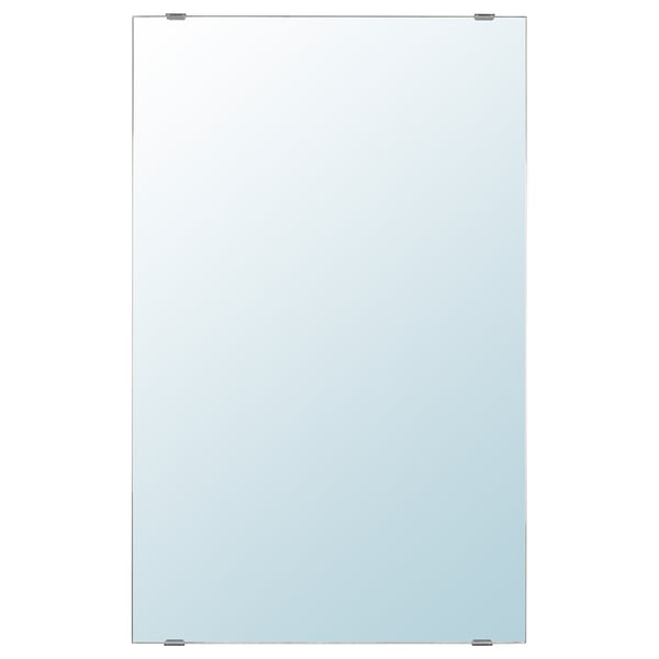 A LETTAN mirror in silver, rectangular with clean edges. It has adjustable placements and a safety film.