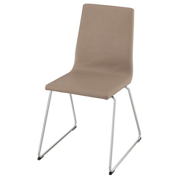 Beige upholstered LILLÅNÄS chair with sled base and padded seat.
