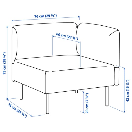 Illustration with measurements for the product: LILLEHEM.