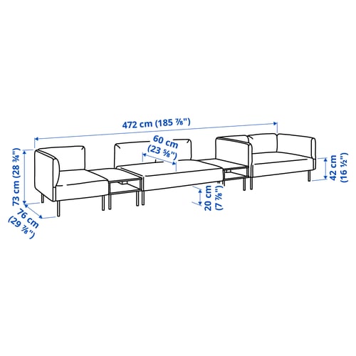 Illustration with measurements for the product: LILLEHEM.