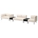 Modern beige modular sofa set with black tables, clean lines, and a cozy design.