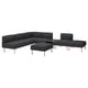 Modern black LILLEHEM sofa set with light wooden legs, including sectional, ottoman, and side table. Sleek, minimalist design.