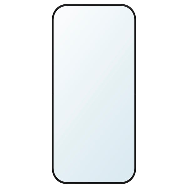 LINDBYN black-framed mirror with rounded edges.