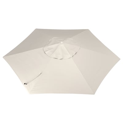 Beige LINDÖJA parasol canopy, recycled polyester, uv protection, hook & loop attachment.