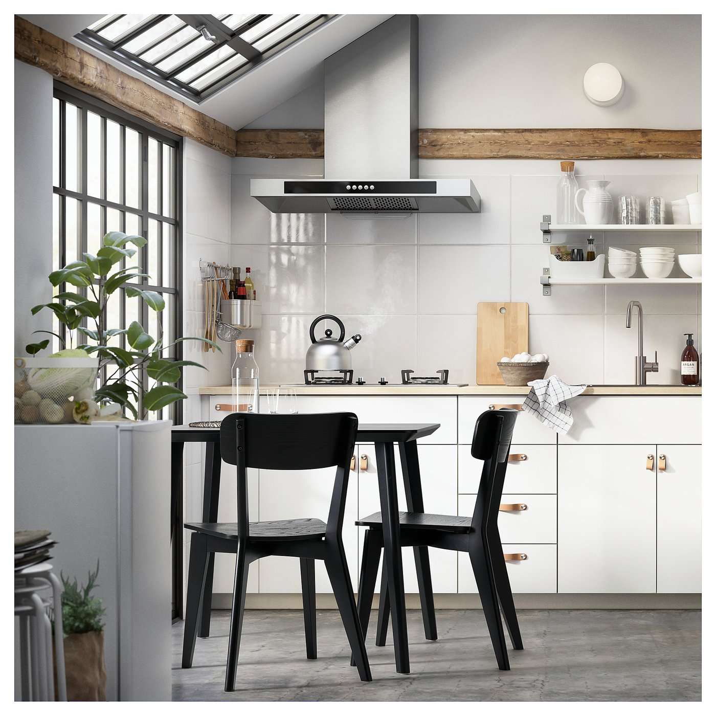 LISABO / LISABO table and 2 chairs, black/black, 88 cm - IKEA Estonia