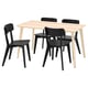 IKEAs LISABO set a light wooden table and dark chairs, evoking a cosy, natural feel. Award-winning design, durable, and sturdy.