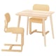 LISABO wood desk & chair set - natural finish, rustic modern look