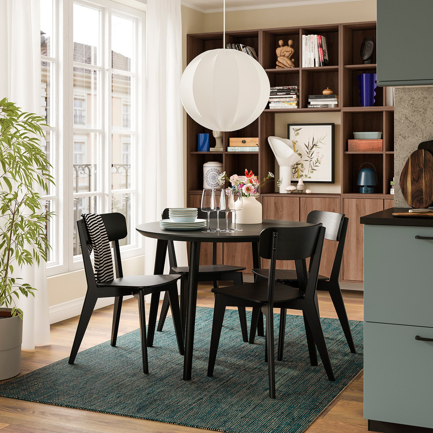 IKEA LISABO ブラック ダイニングテーブル 105cm LISABO table, black/ash veneer, 105 cm - IKEA Estonia