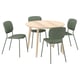 LISABO / VIHALS Table and 4 chairs, ash veneer/green Tibbleby grey-green, 105 cm