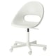 LOBERGET white office chair, adjustable height, five wheels, ergonomic design.