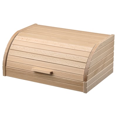Lightwooden MAGASIN bread box, curved top, single front drawer, natural finish.