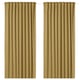 Two beige-yellow MAJGULL room darkening curtains hang side by side, featuring a soft, textured fabric with a multi-way header design.