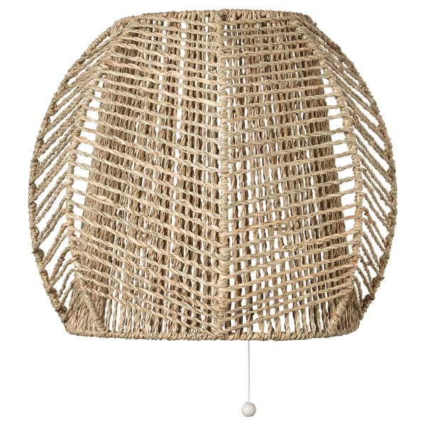 MÅNALG woven wall lamp, natural, hexagonal shape, hanging cord, intricate design, unique handcrafted details.