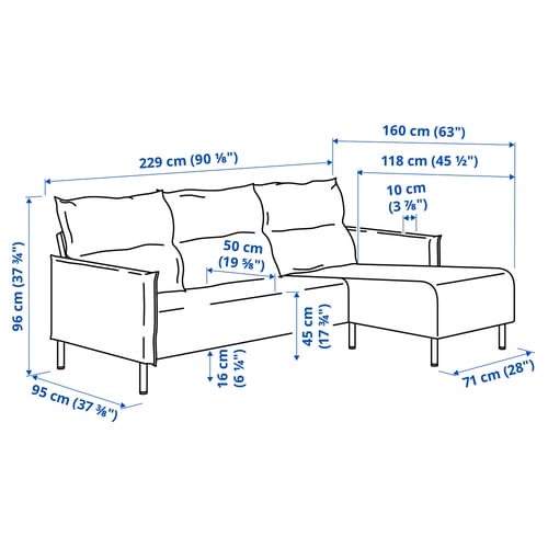 Illustration with measurements for the product: MANNARP.