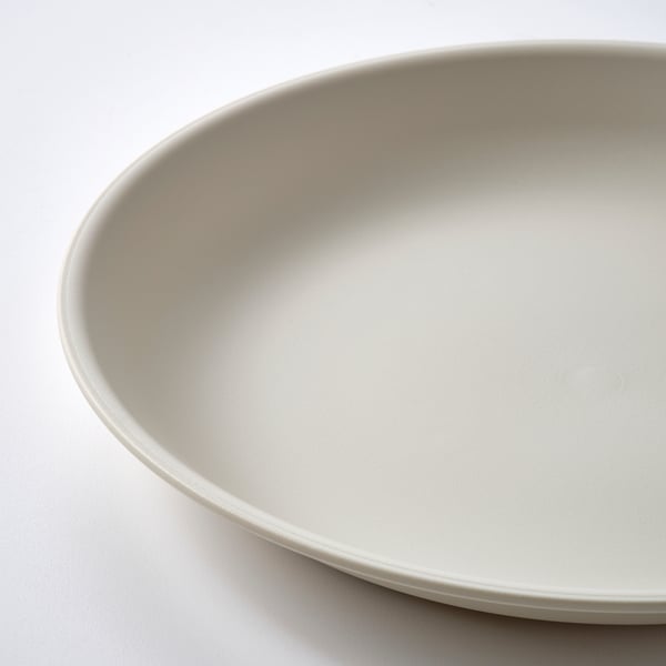 Smooth, beige serving tray; simple design, high-quality finish.