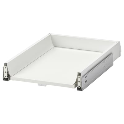 MAXIMERA white drawer, sleek and modern, with smooth steel runners, softly closes.
