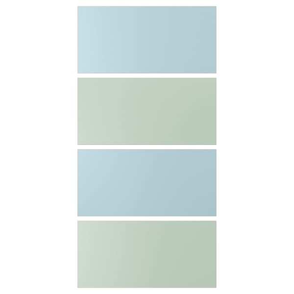 MEHAMN double-sided panels: light blue & green, fiberboard, rectangular, minimalist design.