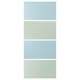 MEHAMN panels: light blue-green, double-sided fiberboard rectangles.