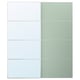 MEHAMN/AULI: white glass sliding door, sleek design, safety film, soft-close, 10-year guarantee.