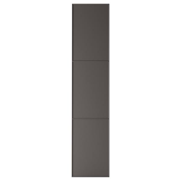 Modern tall, dark grey cabinet with soft edges and simple lines.