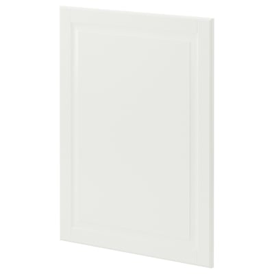 METOD off-white kitchen cabinet, rectangular with beveled edges.